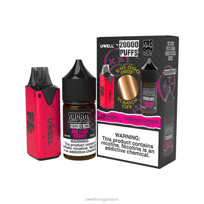 UWELL vape price - UWELL V6 নিষ্পত্তিযোগ্য ডিভাইস + বাবার বাষ্প 30 মিলি রস - কোল্যাব বান্ডেল clr: red/flv: কাস্টার্ড কুকি 48mg 02PJ213