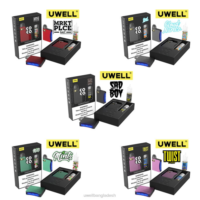 UWELL Dhaka - UWELL CALIBURN AK3 kit + a3s 0.8ohm pods (x2) + বাবার বাষ্প 10ml সল্ট 50mg crl: grey/flv: নীল রাস্পবেরি পীচ 02PJ247