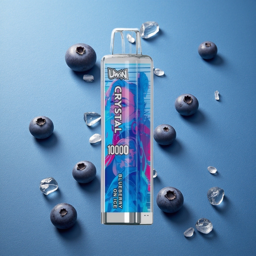UWIN Crystal 10000 পাফস ডিসপোজেবল ভেপ ব্লুবেরি অন আইস (১৮মিলি, 0%, 2%, 3%, 5% নিকোটিন)