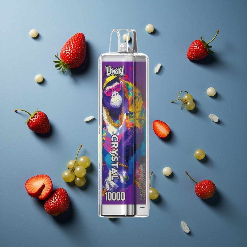 UWIN Crystal 10000 পাফস স্ট্রবেরি আঙুর (১৮মিলি, ০.৮ ওহম মেস কয়েল)