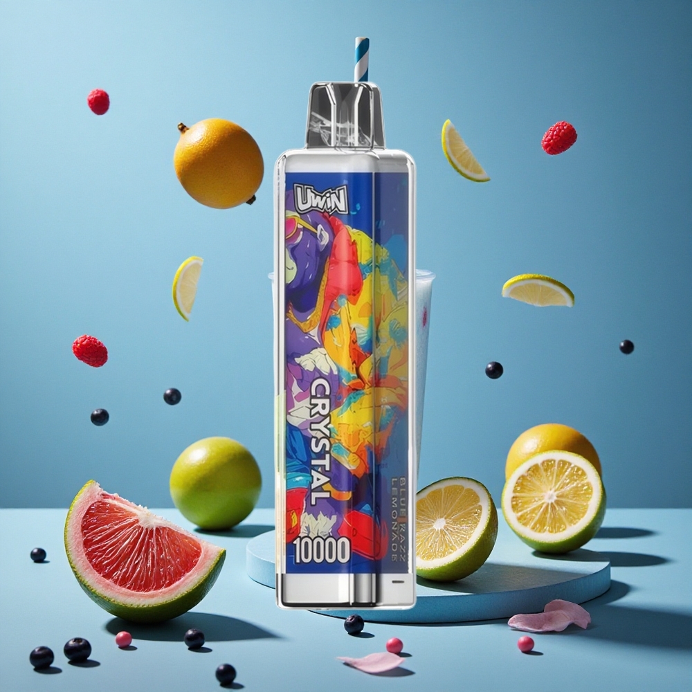 UWIN Crystal 10000 Puffs ডিসপোজেবল ভেপ নীল র্যাস লেমনেড (১৮মিলি, 0%, 2%, 3%, 5% নিকোটিন)
