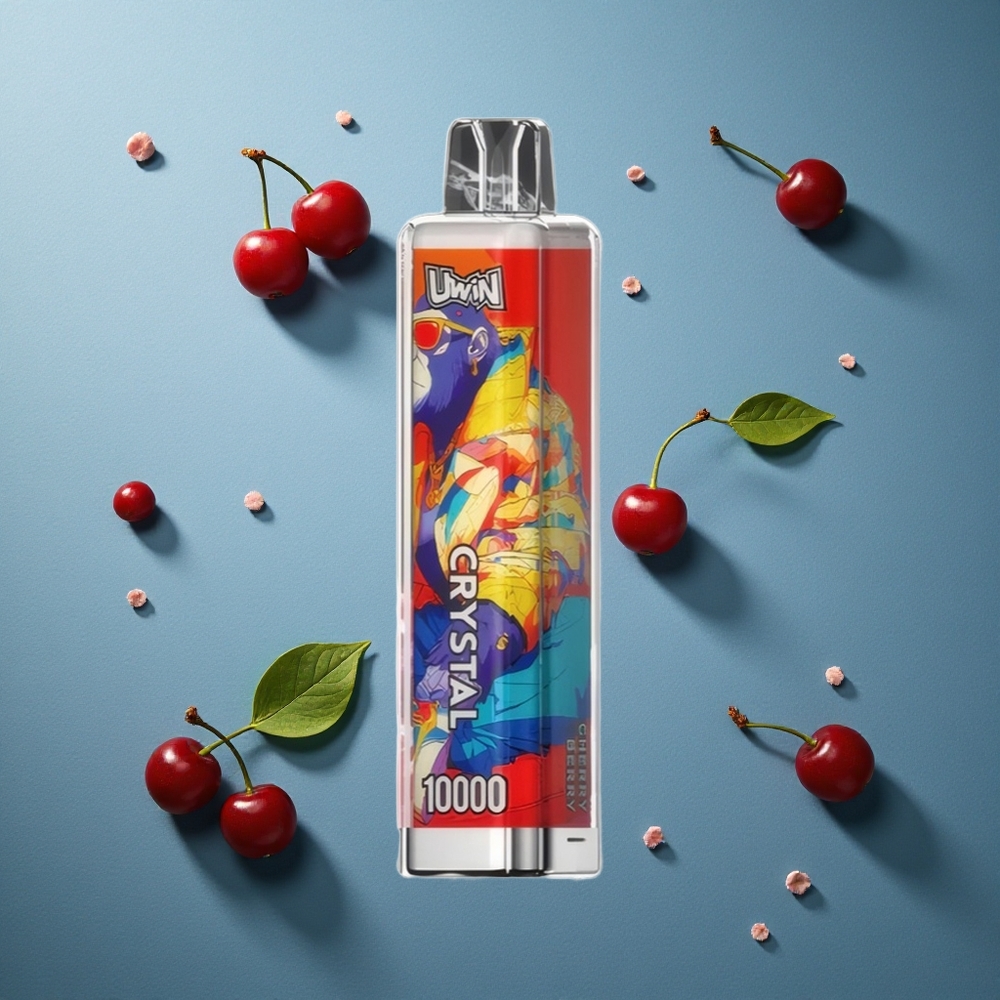 UWIN Crystal 10000 Puffs ডিসপোজেবল ভ্যাপ চেরি বেরি, ১৮মিলি তরল, ০.৮ ওহম মেশ কয়েল