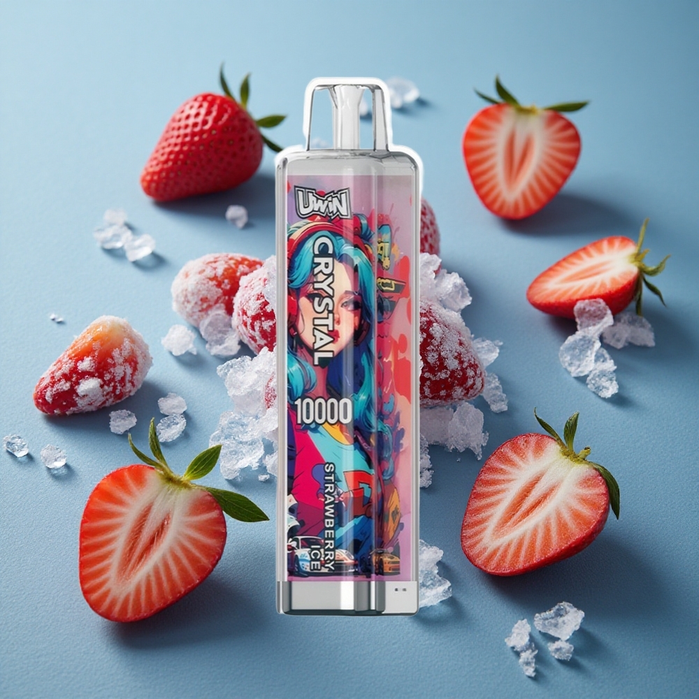 UWIN Crystal 10000 Puffs ডিসপোজেবল ভেপ স্ট্রবেরি আইস (১৮মিলি, RGB লাইট)