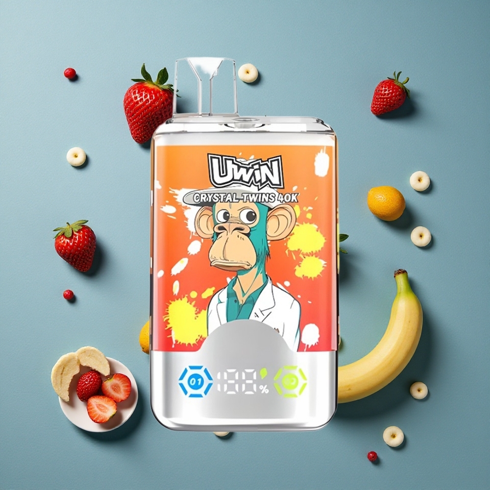 UWIN Crystal Twins 40000 পাফস ডিসপোজেবল ভেইপ স্ট্রবেরি বানানা লাভ ৬৬