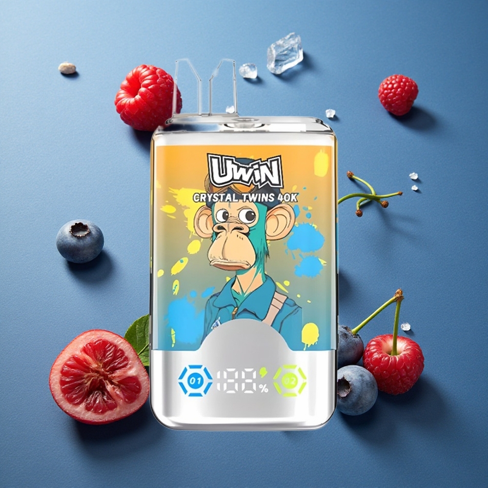 UWIN Crystal Twins 40000 Puffs ডুয়েল ফ্লেভার ডিসপোজেবল ভেপ ব্লুবেরি রাস্পবেরি চেরি আইস (৩২মিলি)