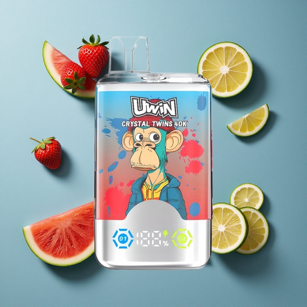 UWIN Crystal Twins 40000 পাফস স্ট্রবেরি তরমুজ লেবু লাইম (দ্বৈত স্বাদ, ৮৫০mAh ব্যাটারি)