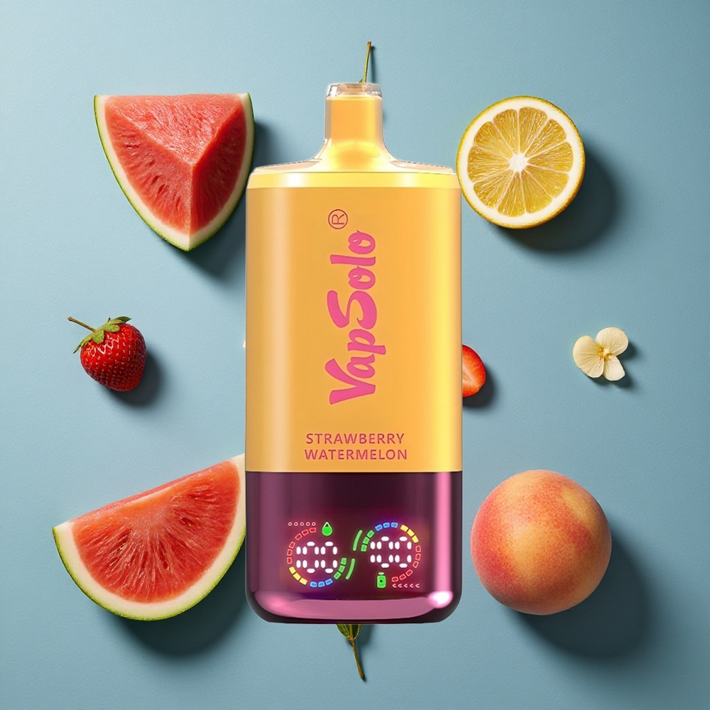 VapSolo Triple 30000 পাফস ডিসপোজেবল ভেপ স্ট্রবেরি তরমুজ ও লেবু পীচ ই-লিকুইড: ৪০মিলি নিকোটিন: ২০ মিগ্রা/মিলি, ৫০ মিগ্রা/মিলি
