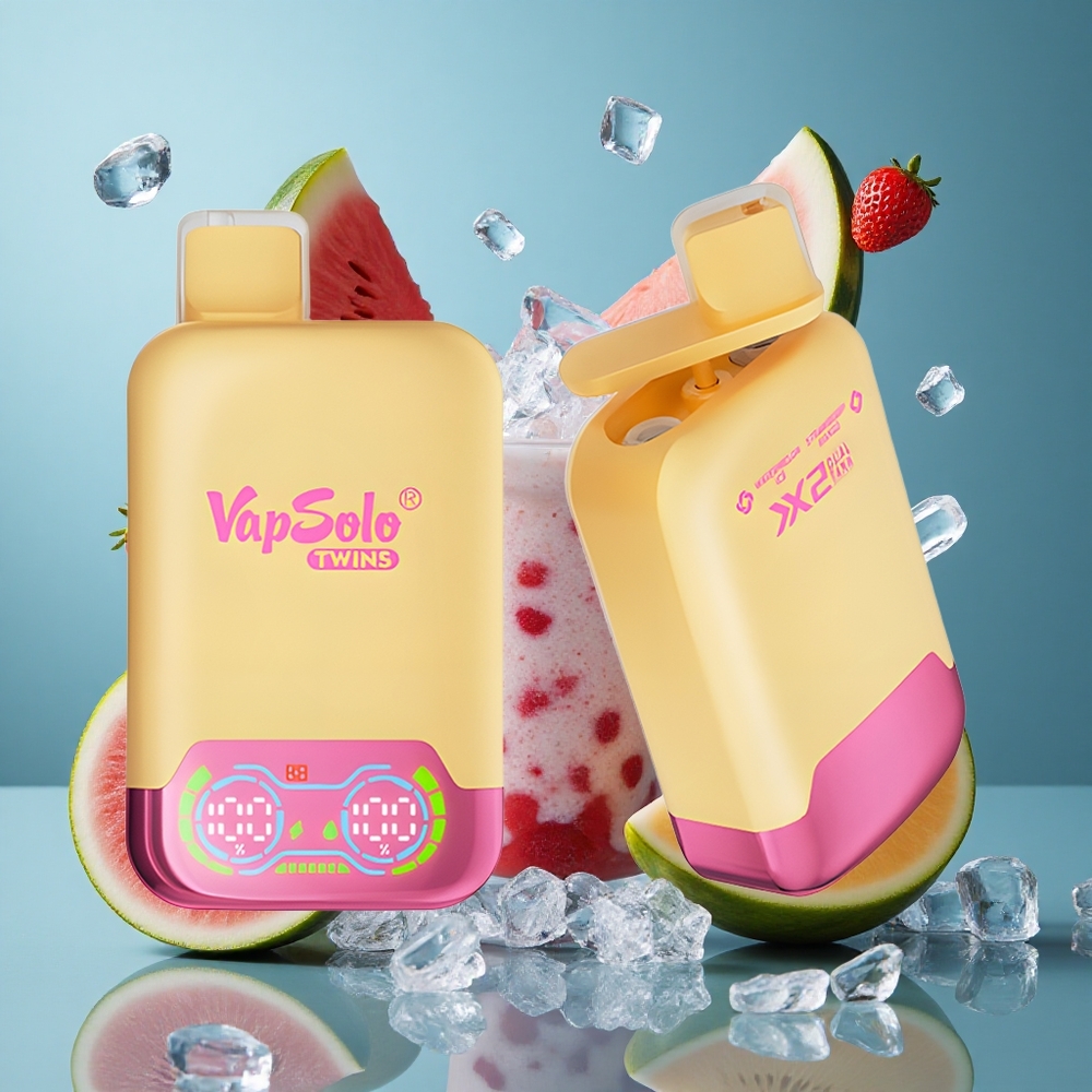 Vapsolo Twins 20000 পাফস ডিসপোজেবল ভেপ তরমুজ আইস & স্ট্রবেরি ম্যাঙ্গো (৪০ মিলি, টাইপ-সি)