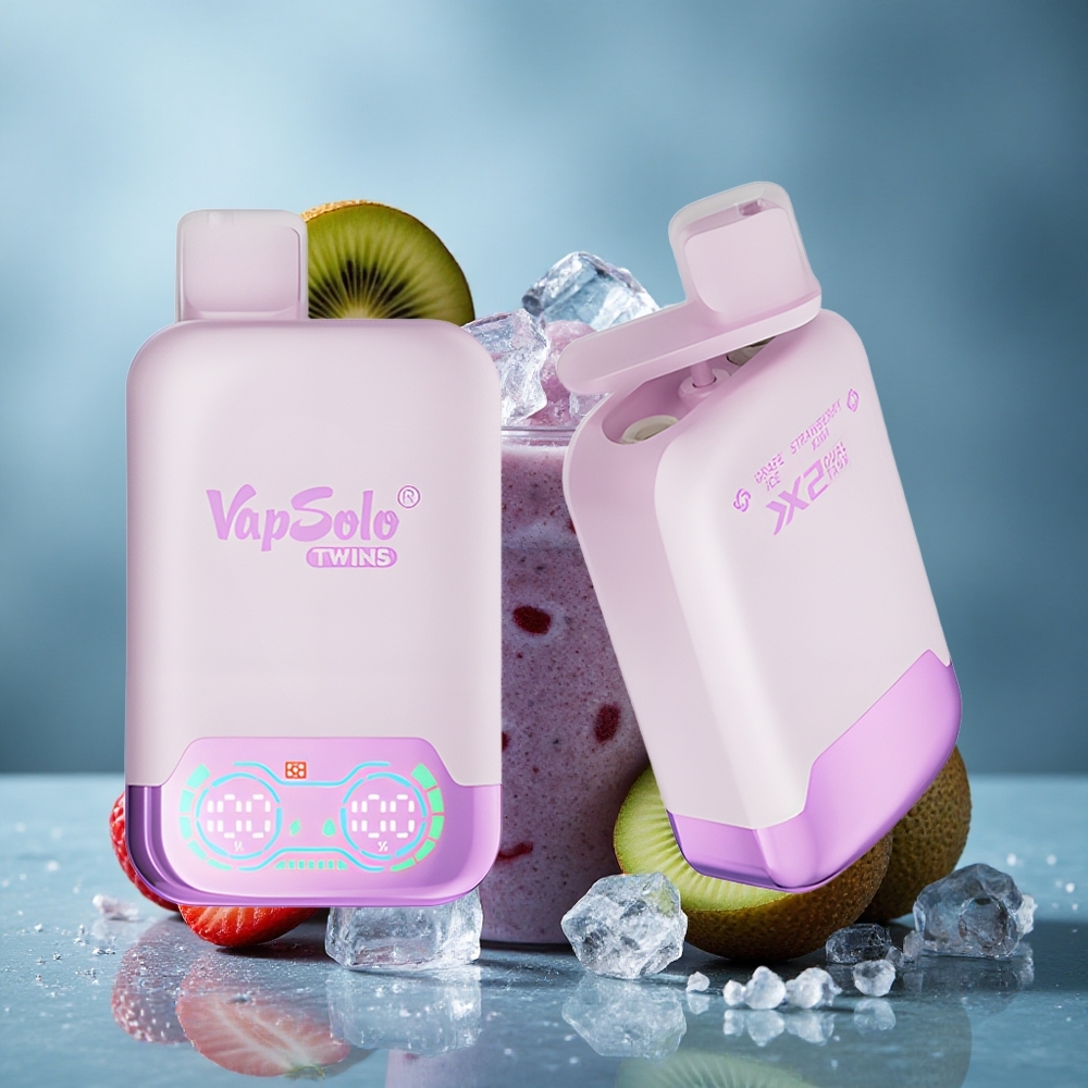 Vapsolo Twins 20000 Puffs ডিসপোজেবল ভেপ আঙুর বরফ ও স্ট্রবেরি কিউই ৪০ মিলি ই-লিকুইড টাইপ-সি চার্জিং