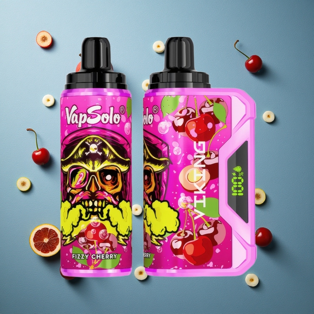 VapSolo VIKING 12000 Puffs ডিসপোজেবল ভ্যাপ ফিজি চেরি ই-লিকুইড: 22মিলি নিকোটিন: 20 mg/ml & 50 mg/ml