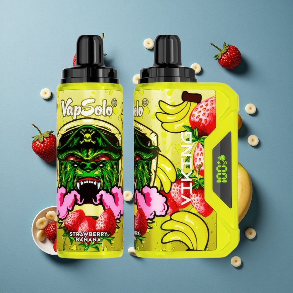 VapSolo VIKING 12000 Puffs ডিসপোজেবল ভেপ স্ট্রবেরি কলা (ই-লিকুইড: 22মিলি, টাইপ-সি চার্জিং)