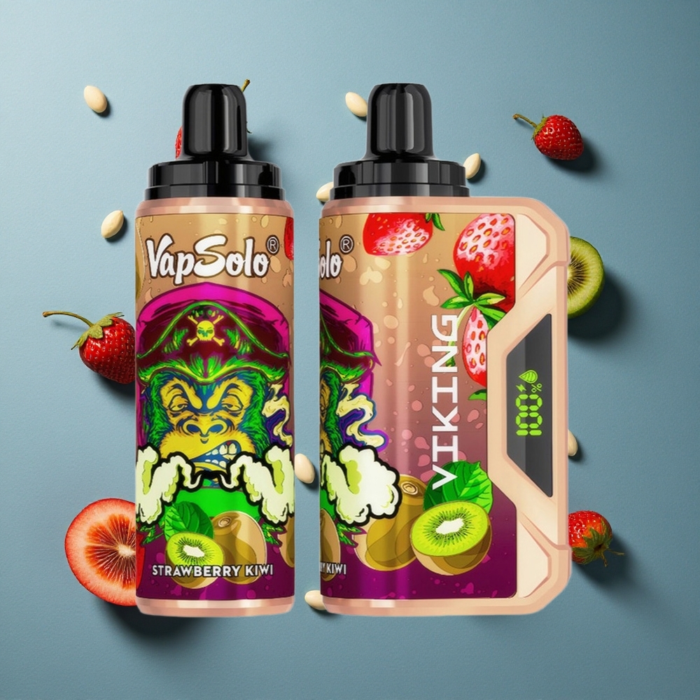 VapSolo VIKING 12000 Puffs ডিসপোজেবল ভেপ স্ট্রবেরি কিউই, 22ml ই-লিকুইড, টাইপ-সি চার্জিং