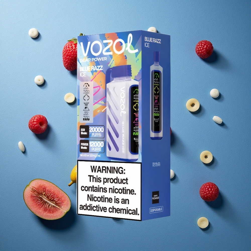 VOZOL Gear Power 20000 Puffs ডিসপোজেবল ভেপ ব্লু র্যাজ আইস S.i.L.C. টেক ২০mL প্রি-ফিল্ড