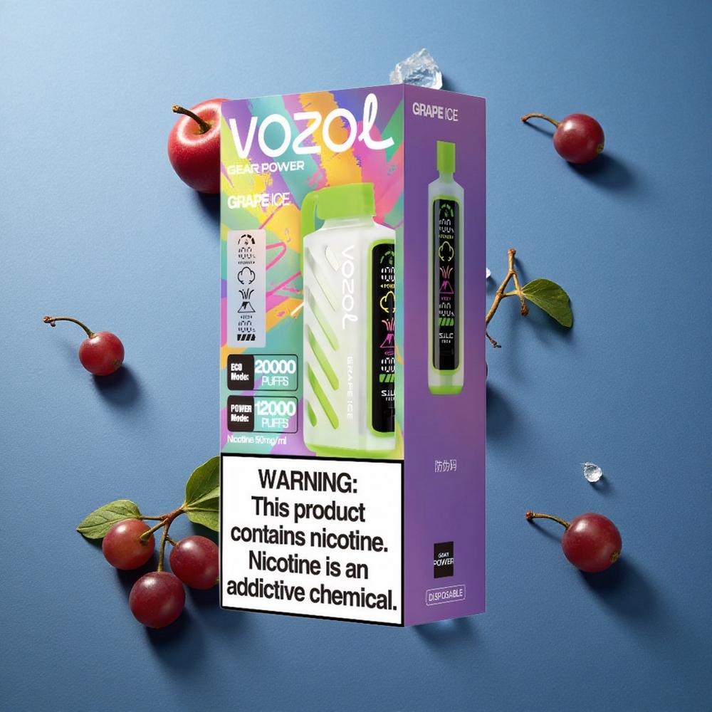VOZOL Gear Power 20000 Puffs ডিসপোজেবল ভেপ আঙুর বরফ (S.i.L.C. টেক, ২০mL প্রি-ফিল্ড)