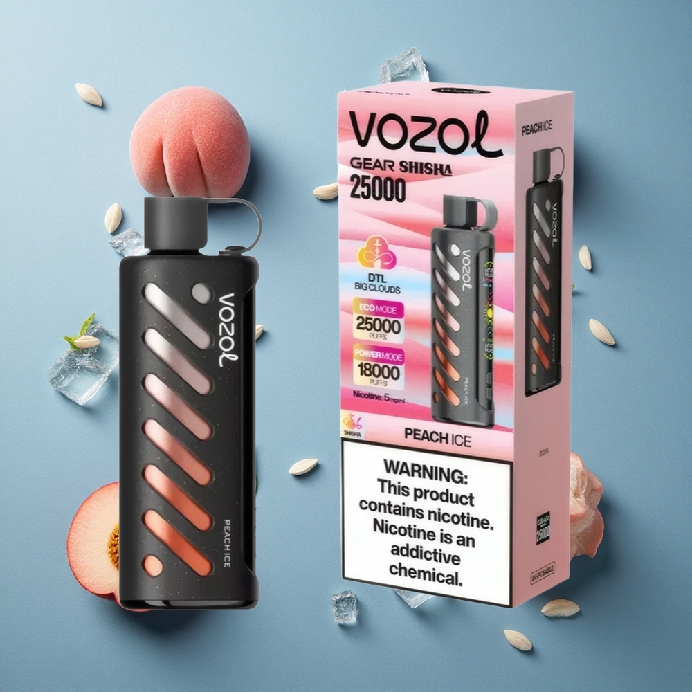 VOZOL Gear Shisha 25000 Puffs ডিসপোজেবল ভেপ পিচ আইস (৩০ স্বাদ, S.i.L.C Tech)