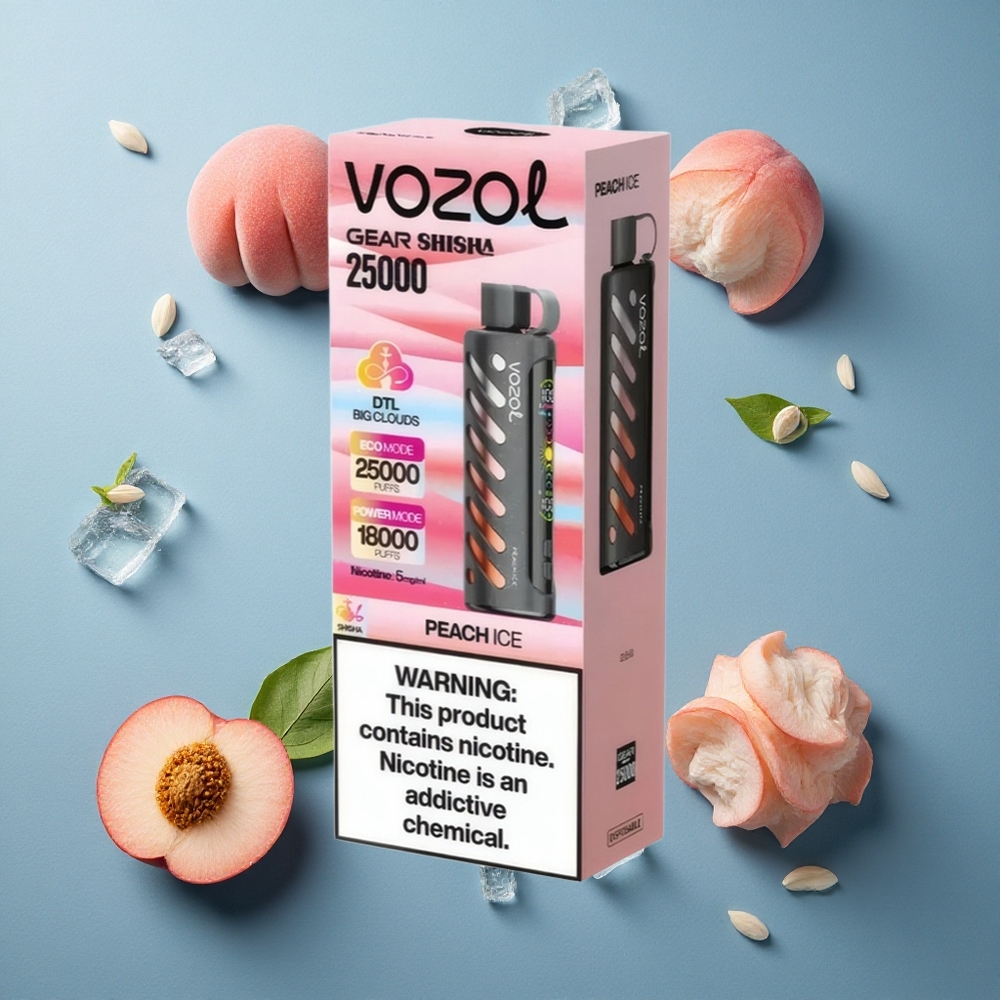 VOZOL Gear Shisha 25000 Puffs ডিসপোজেবল ভেপ পিচ আইস (৩০ স্বাদ, S.i.L.C Tech)
