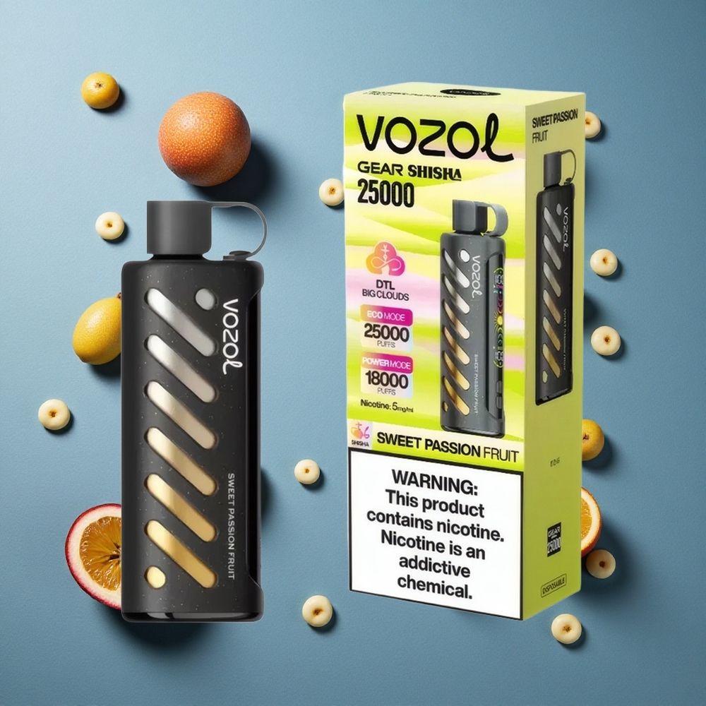 VOZOL Gear Shisha 25000 Puffs ডিসপোজেবল ভেপ মিষ্টি প্যাশন ফল, S.i.L.C Tech, ডুয়াল মোড