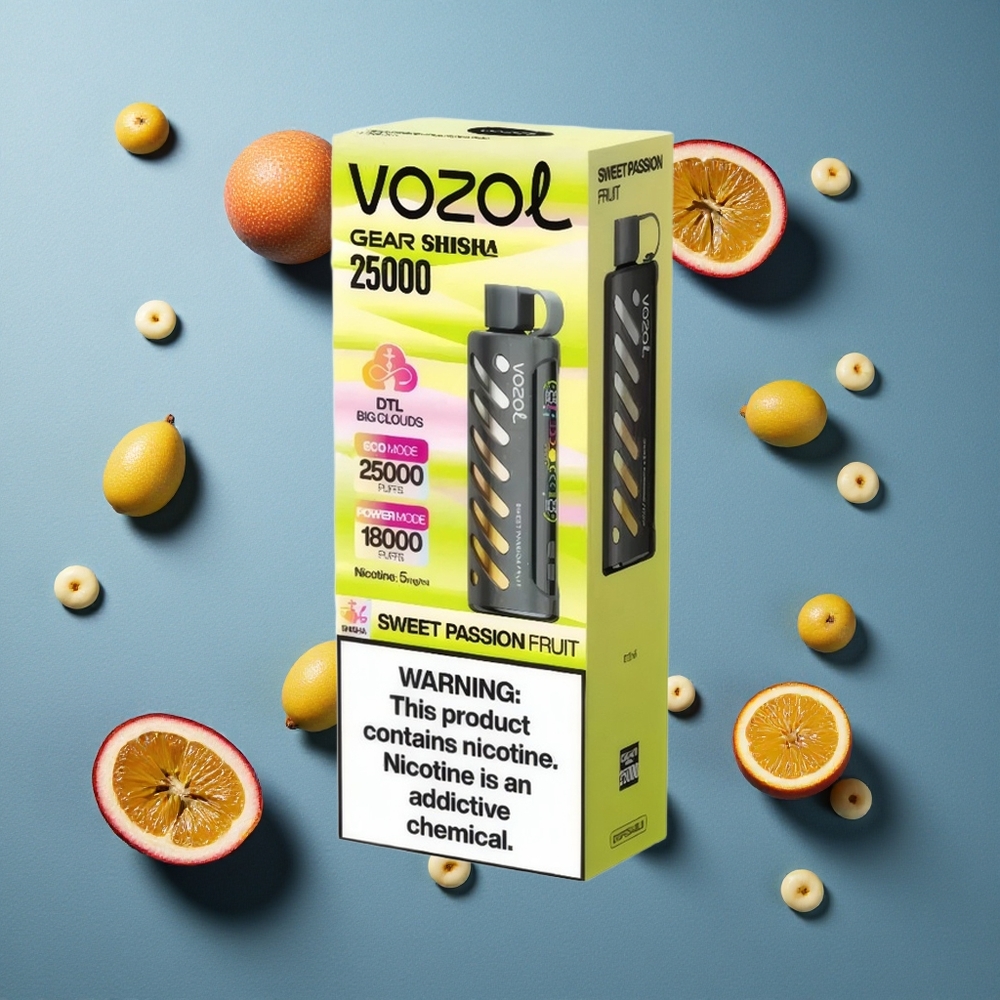 VOZOL Gear Shisha 25000 Puffs ডিসপোজেবল ভেপ মিষ্টি প্যাশন ফল, S.i.L.C Tech, ডুয়াল মোড
