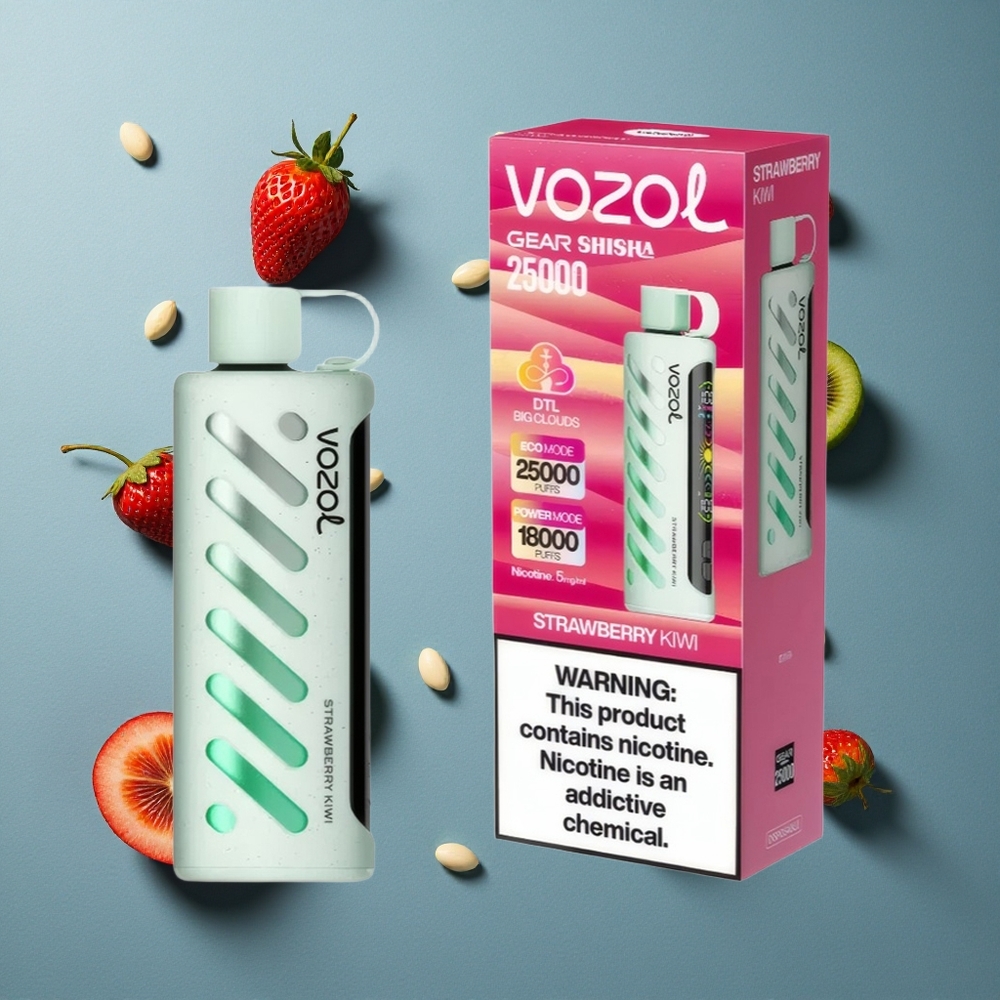 VOZOL Gear Shisha 25000 Puffs ডিসপোজেবল ভেপ স্ট্রবেরি কিউই, ৫mg/ml নিকোটিন, Dual Mesh Dual Modes