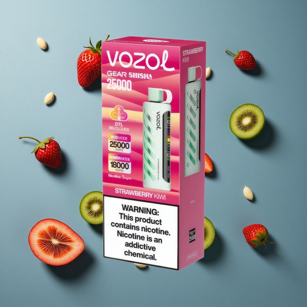 VOZOL Gear Shisha 25000 Puffs ডিসপোজেবল ভেপ স্ট্রবেরি কিউই, ৫mg/ml নিকোটিন, Dual Mesh Dual Modes